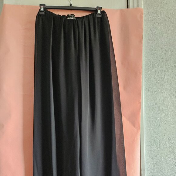 Alex Evening - Black Flowing Evening Pants with Sheet overlay. Size M Petite - Picture 2 of 3